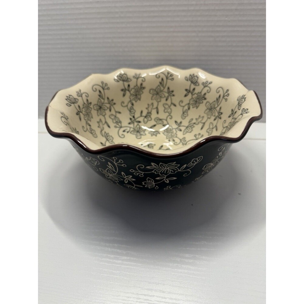 Temp-tations By Tara Floral Lace Scalloped Edge 2.0 QT Serving Bowl READ BELOW